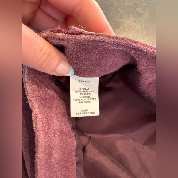 Vintage Leather Plum Suede A-Line Skirt 12 - Picture 3 of 6